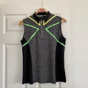 Jamie Sadock 1/4 Zip Collared‎ Polo Shirt Sleeveless Flattering Women's XL READ